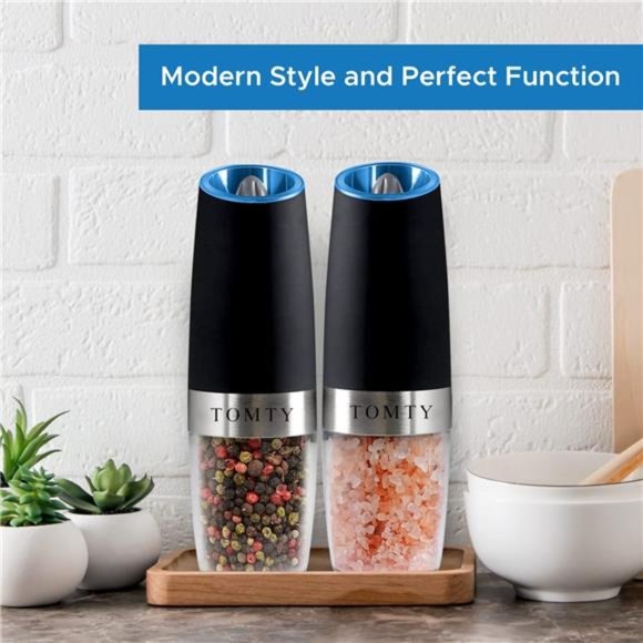 (2 Pack) Gravity Electric Salt and Pepper Grinder Set Battery Operated - Picture 6 of 7